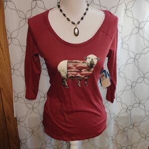Columbia Women's Burgundy Sheep Graphic Long Sleeve Top